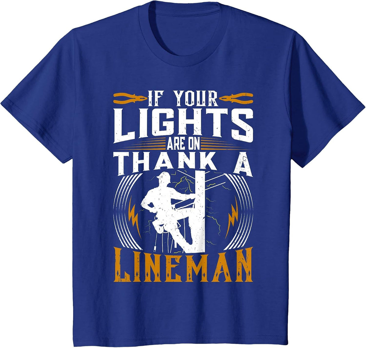 Thank a Proud American Electrician and Lineman T-Shirt - Royal Blue