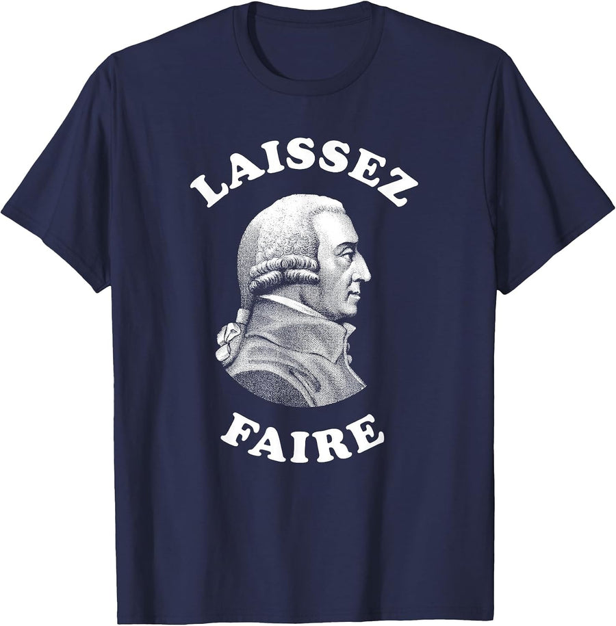 Adam Smith Laissez Faire Funny Business Teacher Economist T-Shirt - Navy Blue