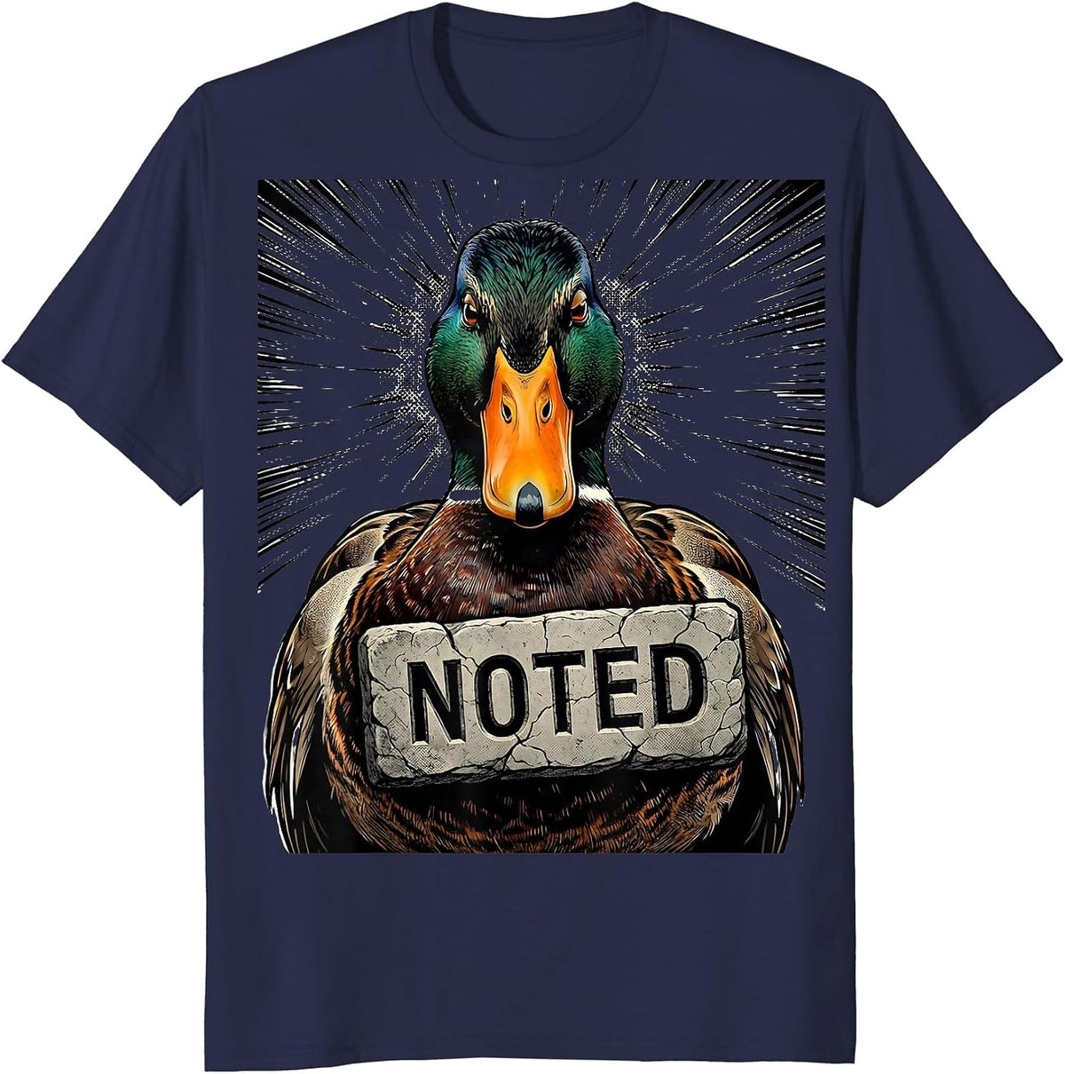 Noted Comic Book Duck Humor Novelty Gift for Teens and Kids T-Shirt - Navy Blue