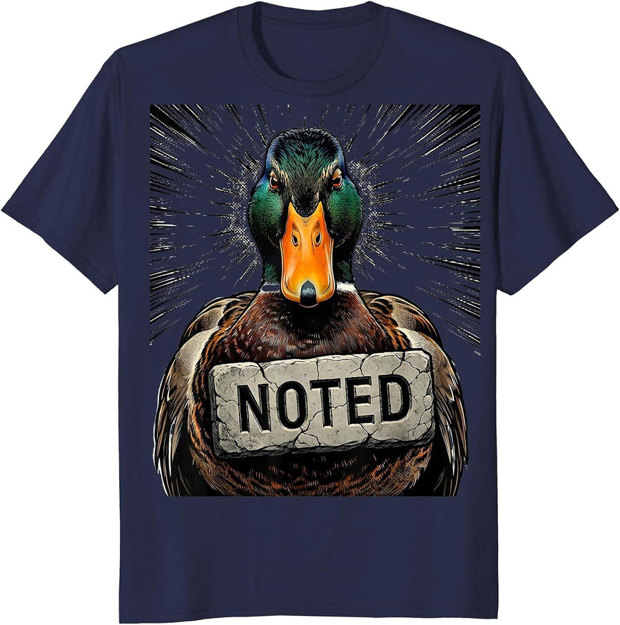 Noted Comic Book Duck Humor Novelty Gift for Teens and Kids T-Shirt - Navy Blue