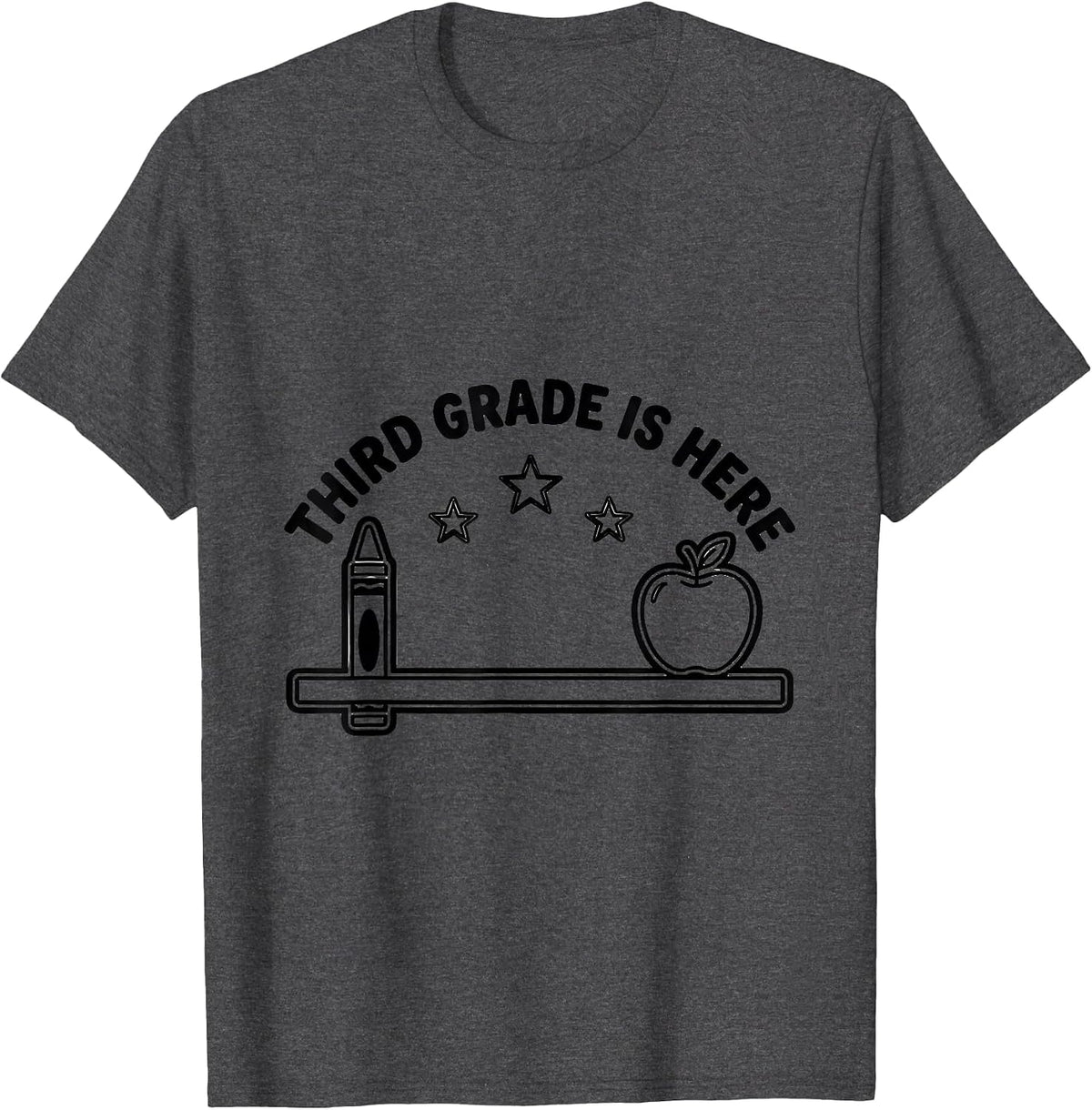 Men's Third Grade Is Here Playful Teacher Back To School Grade T-Shirt - Dark Heather Grey