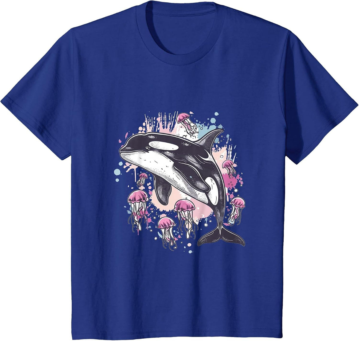 Orca Whale Jellyfish Graphic T-Shirt - Royal Blue