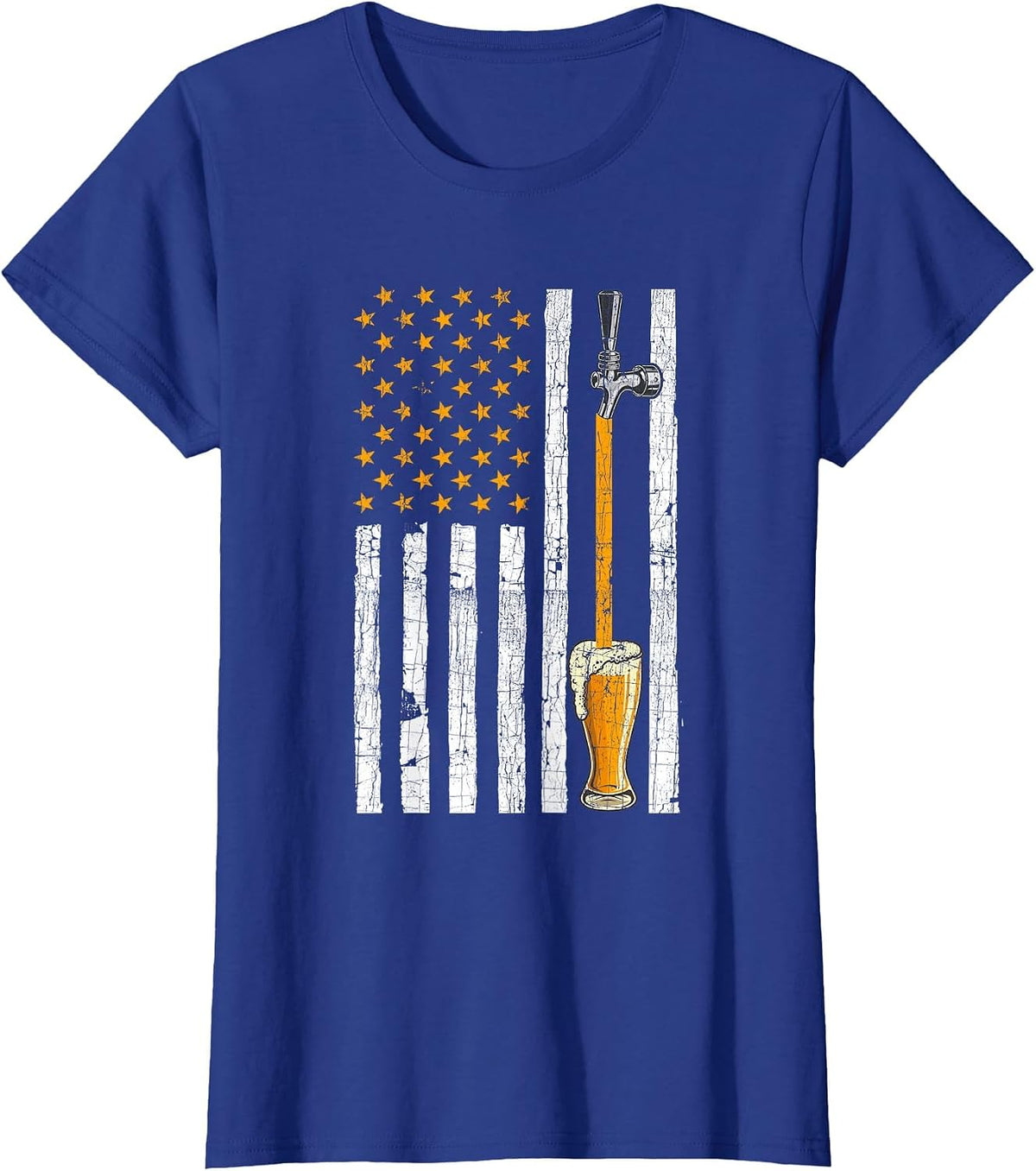 American Flag Beer Tap Funny Humorous Beer Lover 4th of July T-Shirt - Royal Blue