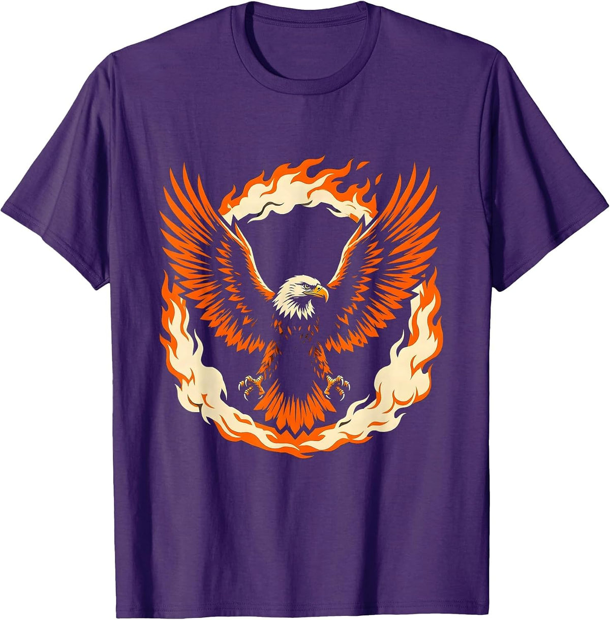 Firefighter Eagle Fire and Smoke Wings Graphic T-Shirt - Purple