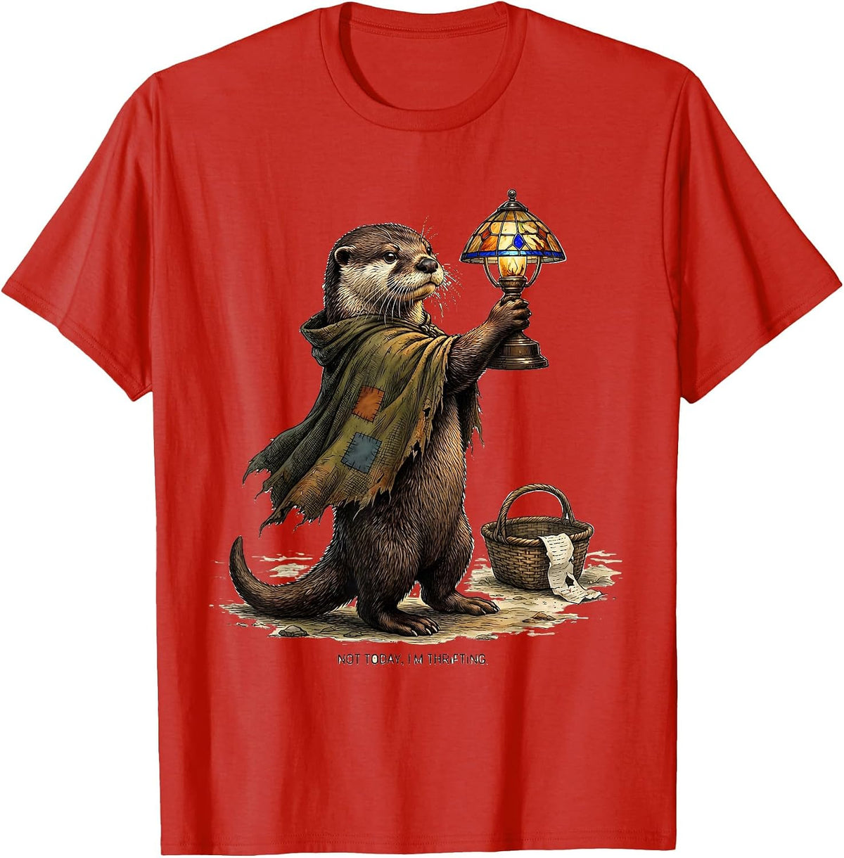 Men's Not Today, I'm Thrifting Funny Otter Thrifting Collector T-Shirt - Red
