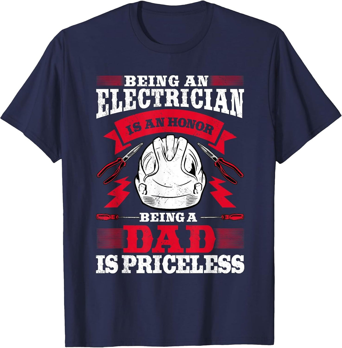 Electrician Dad Electronics Technician Electrical Wireman T-Shirt - Navy Blue
