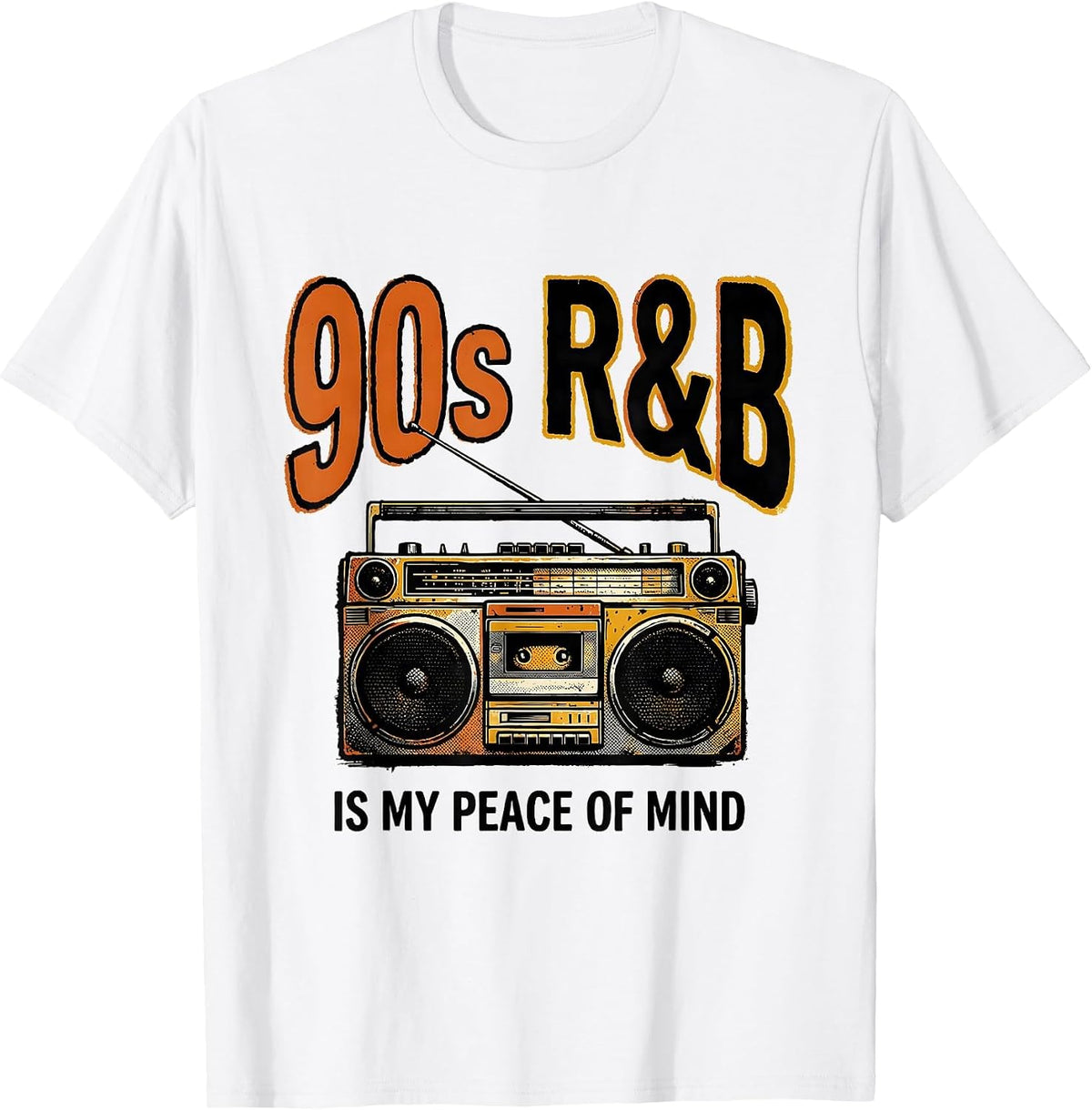Men's 90s R&B Is My Peace Of Mind Retro Music Fan Nostalgia T-Shirt - White