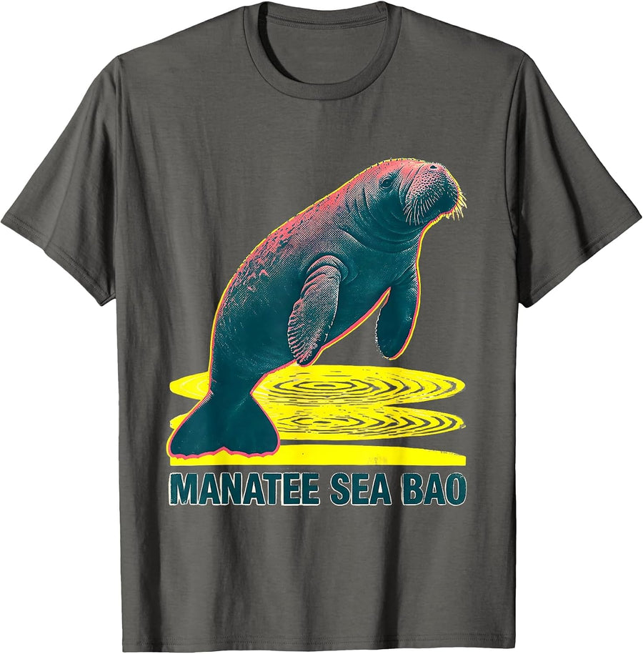 Manatee Sea Bao Funny Manatee Sea Animal Lover Humor T-Shirt - Asphalt Grey