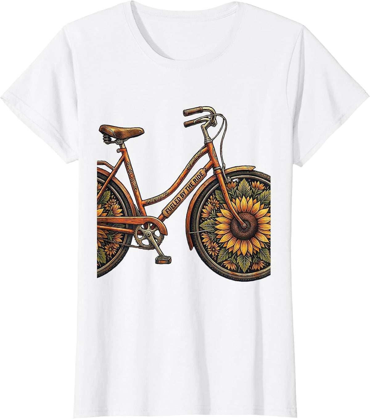 Women's Fueled by the Ride Cycling Bike Design T-Shirt - White