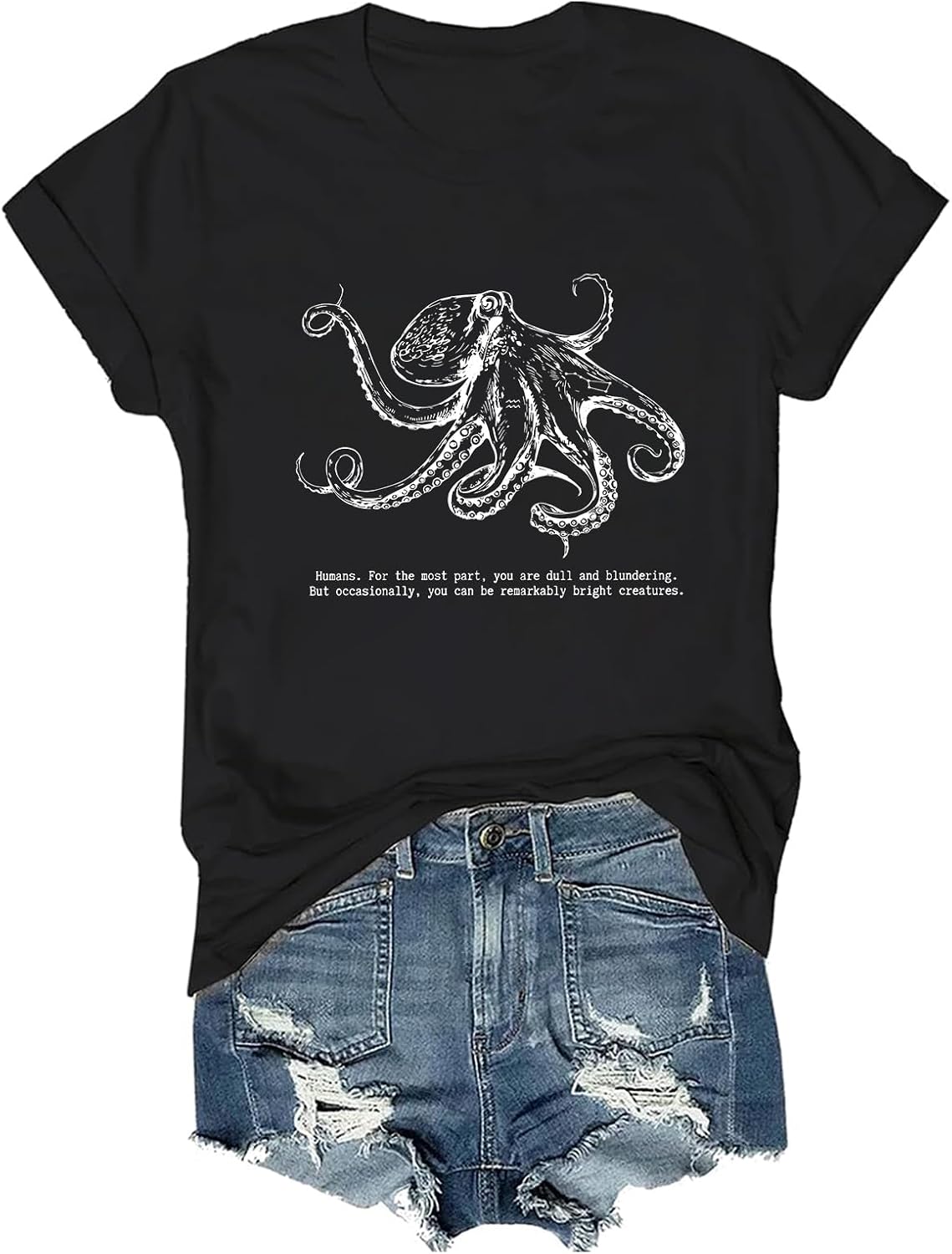 Octopus Shirt Funny Lover Literary Book Fans T-Shirt - Black