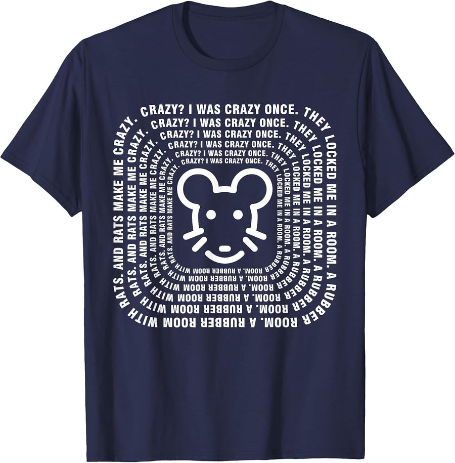 Funny Meme Vintage Cute Rats Make Me Crazy I was Crazy Once T-Shirt - Navy Blue