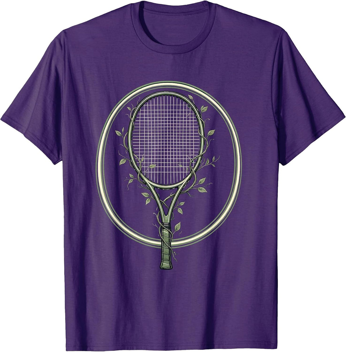 Men's Wild Vines Tennis Racket Overgrown Nature Art T-Shirt - Purple
