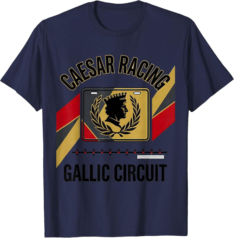 Caesar Racing Gallic Circuit Racing Livery History Teacher T-Shirt - Navy Blue