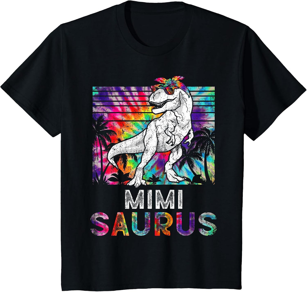 Mimisaurus Dinosaur Mimi Saurus Family Matching Tie Dye T-Shirt - Black