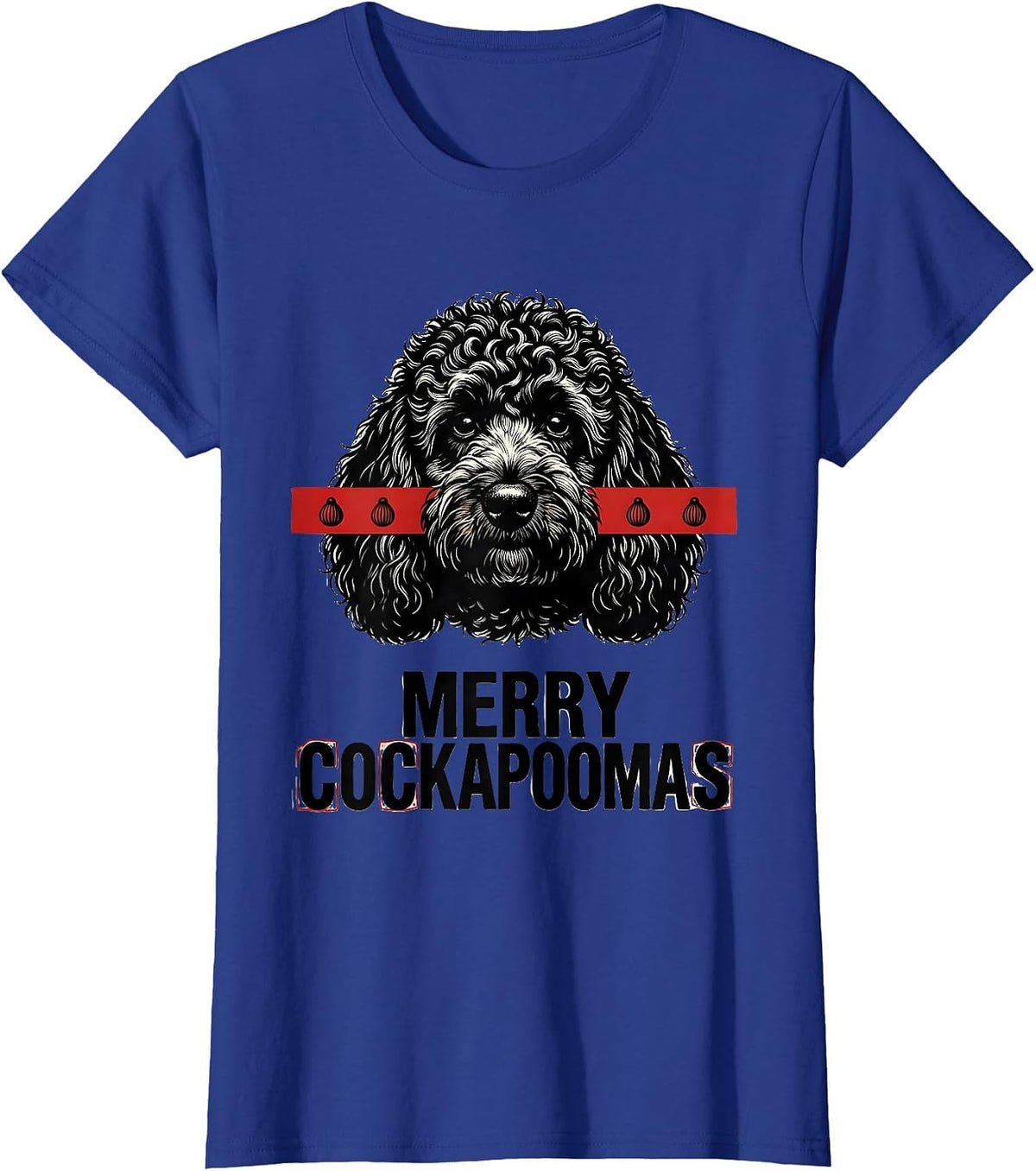 Women's Merry Cockapoomas Wood Type Letterpress Funny Cockapoo T-Shirt - Royal Blue