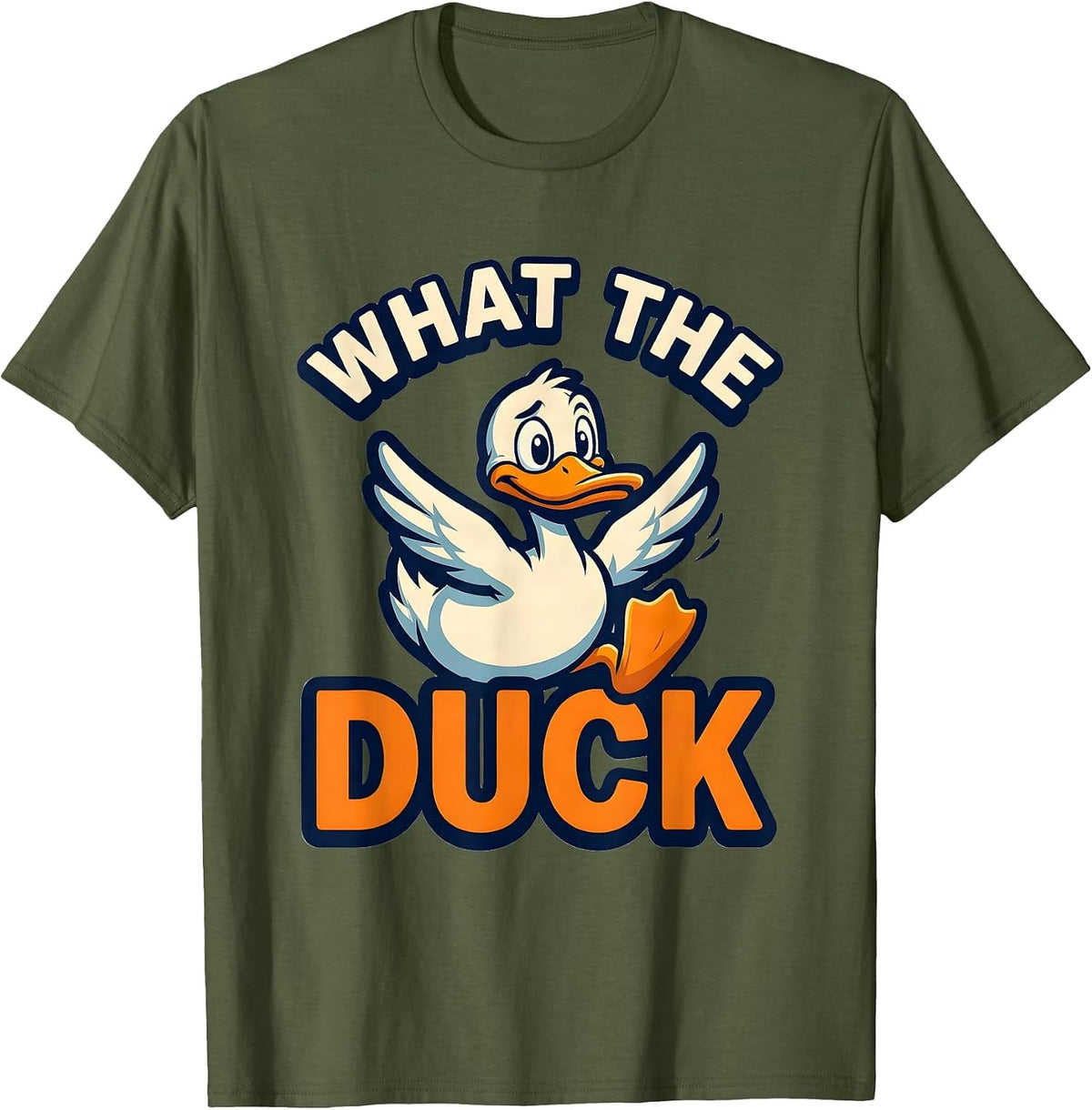Men's What The Duck Funny Duck Hunter Novelty Gift T-Shirt - Olive Green
