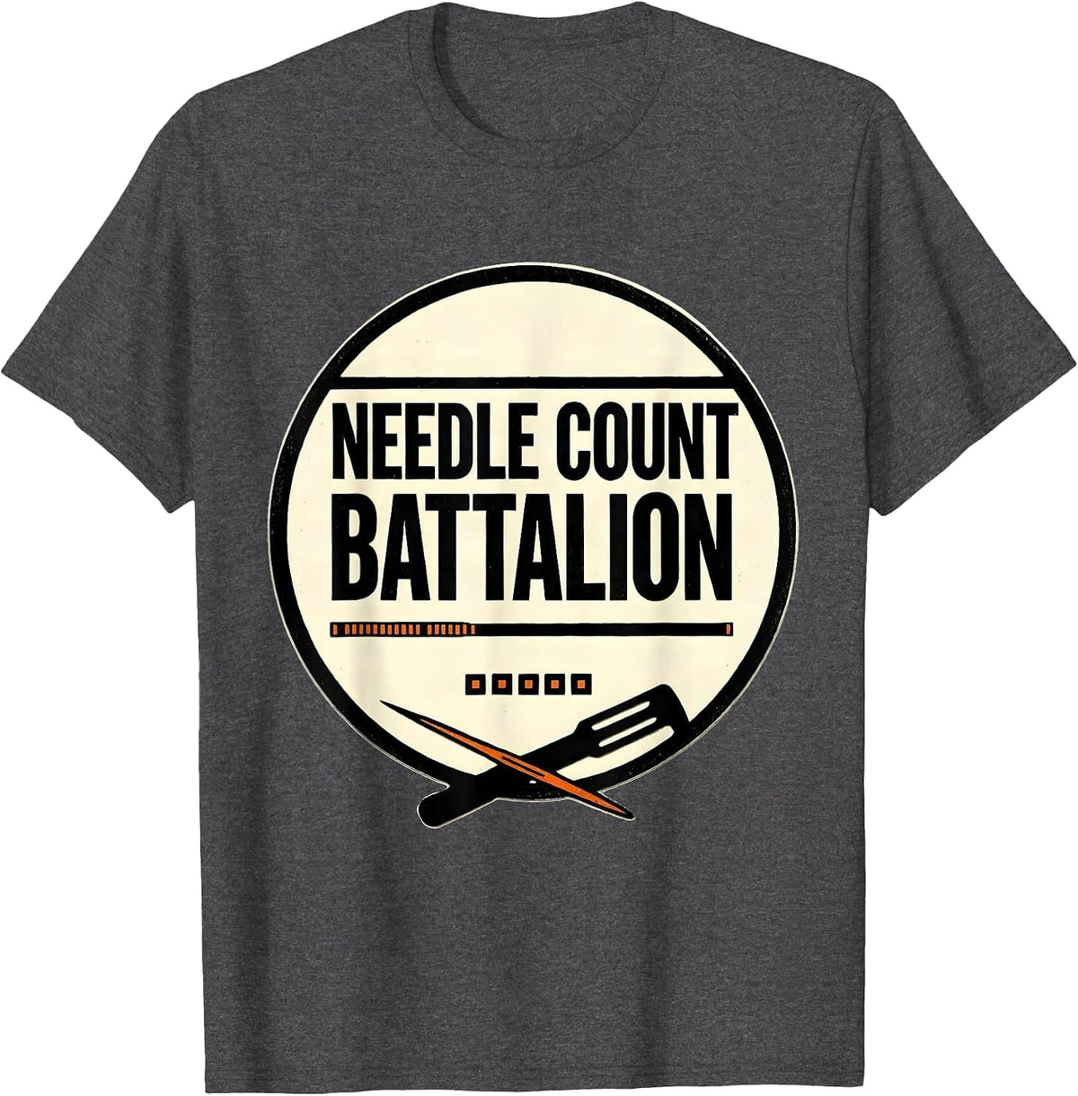 Needle Count Battalion Stencil Graphic Surgical Tech T-Shirt - Dark Heather Grey
