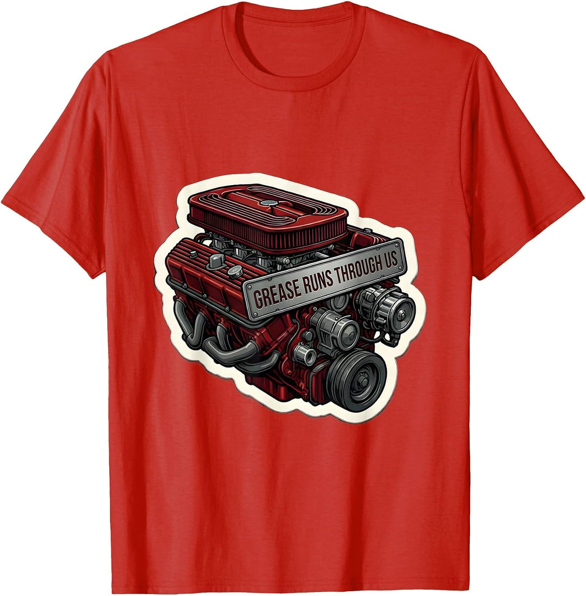 Men's Grease Runs Through Us Valley Forge Automotive T-Shirt - Red