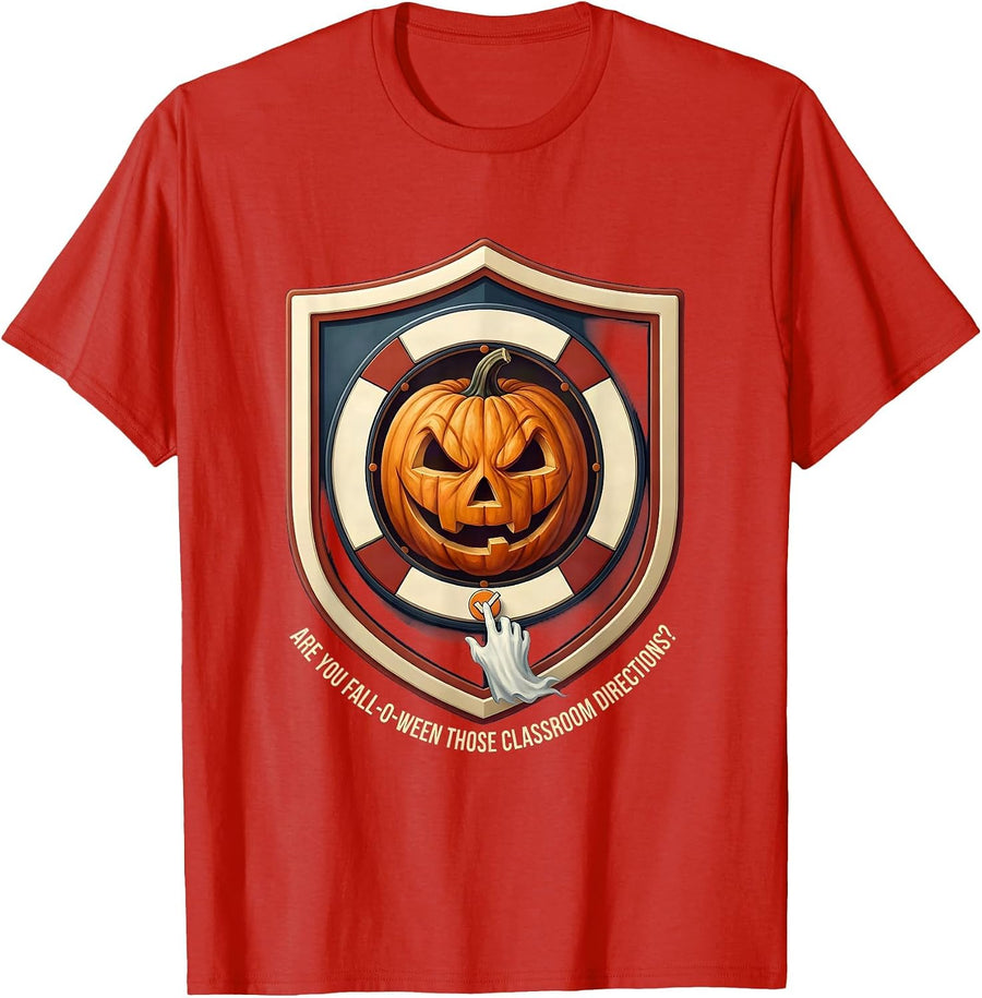 Men's Are You Fall-O-Ween Those Classroom Directions Teacher T-Shirt - Red