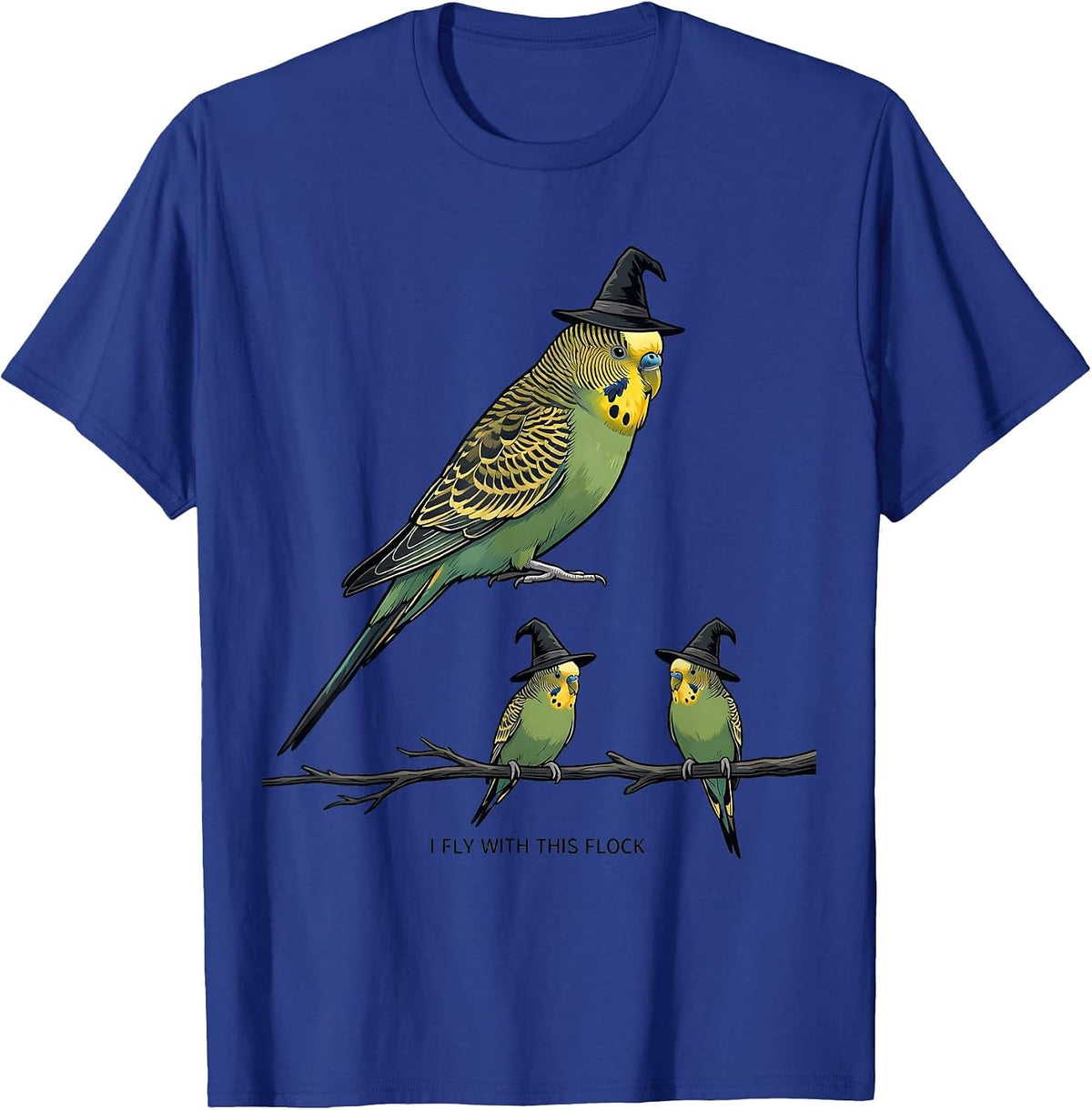 Men's I Fly With This Flock Funny Budgie Bird Halloween Costume T-Shirt - Royal Blue