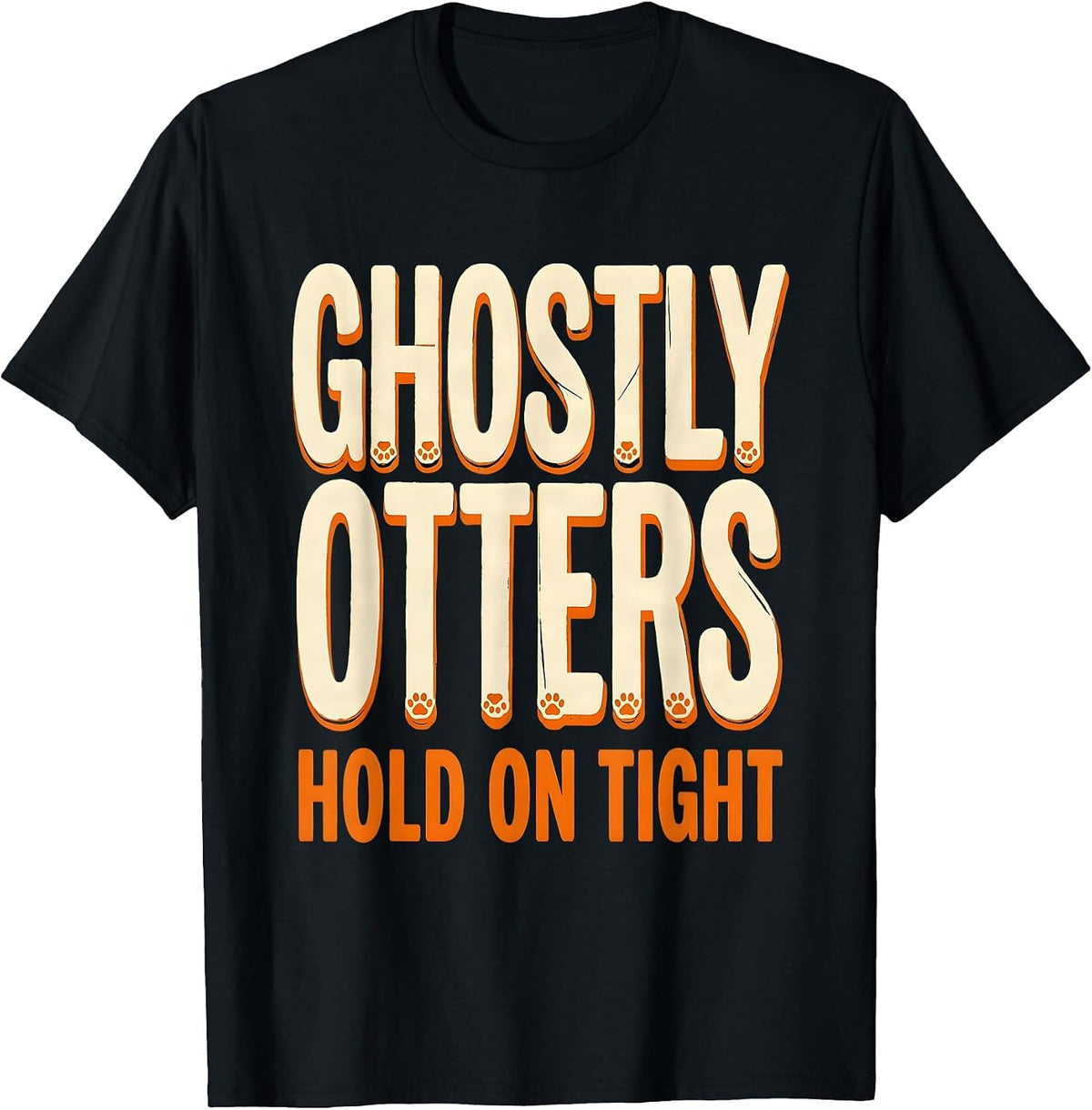 Men's Halloween Otter Ghost Holding Hands Design T-Shirt - Black