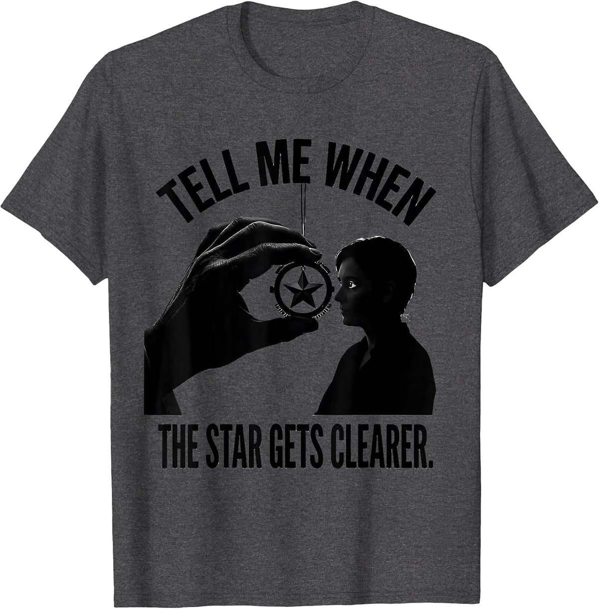 Men's Tell Me When The Star Gets Clearer Funny Optometrist Eye T-Shirt - Dark Heather Grey
