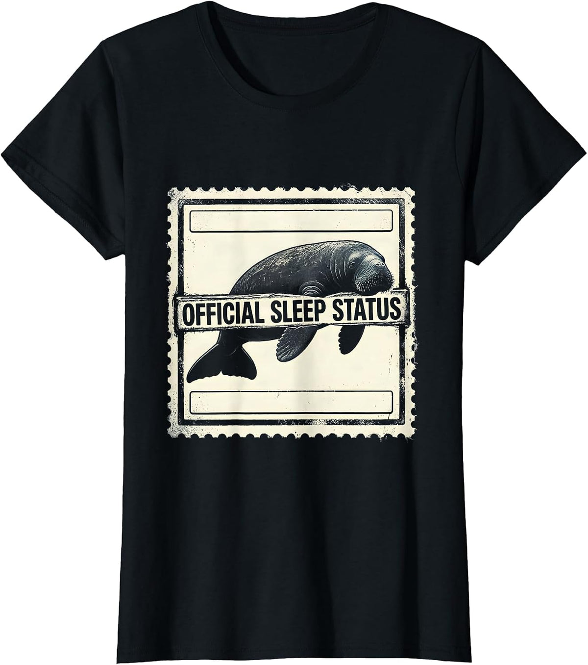 Official Sleep Status Funny Manatee Sea Cow Wildlife Humor T-Shirt - Black