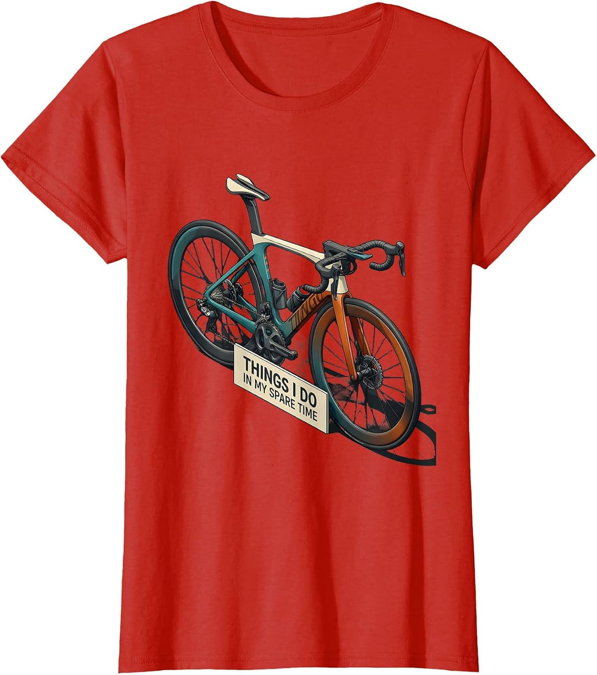 Women's Things I Do In My Spare Time Funny Biker Cycling Humor T-Shirt - Red