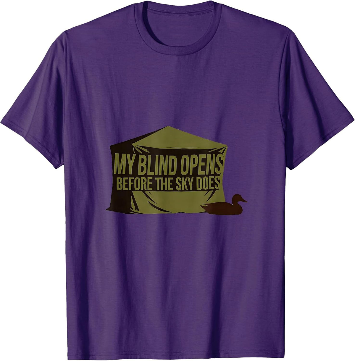 Men's My Blind Opens Before The Sky Does Minimalist Duck Hunting T-Shirt - Purple