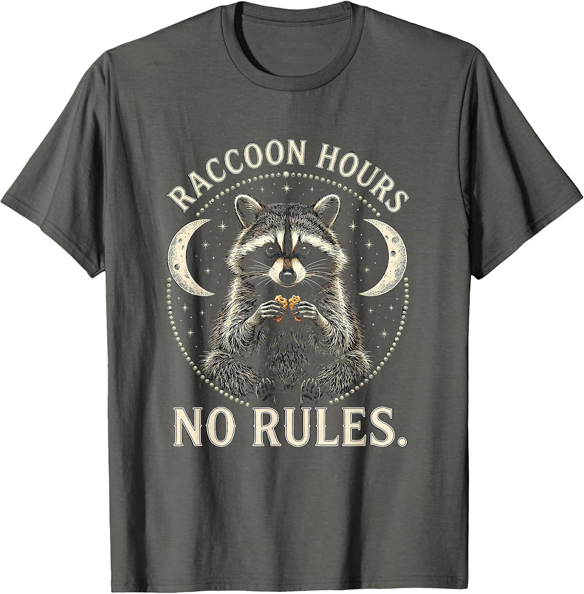 Raccoon Hours No Rules Snack Lover Design T-Shirt - Asphalt Grey