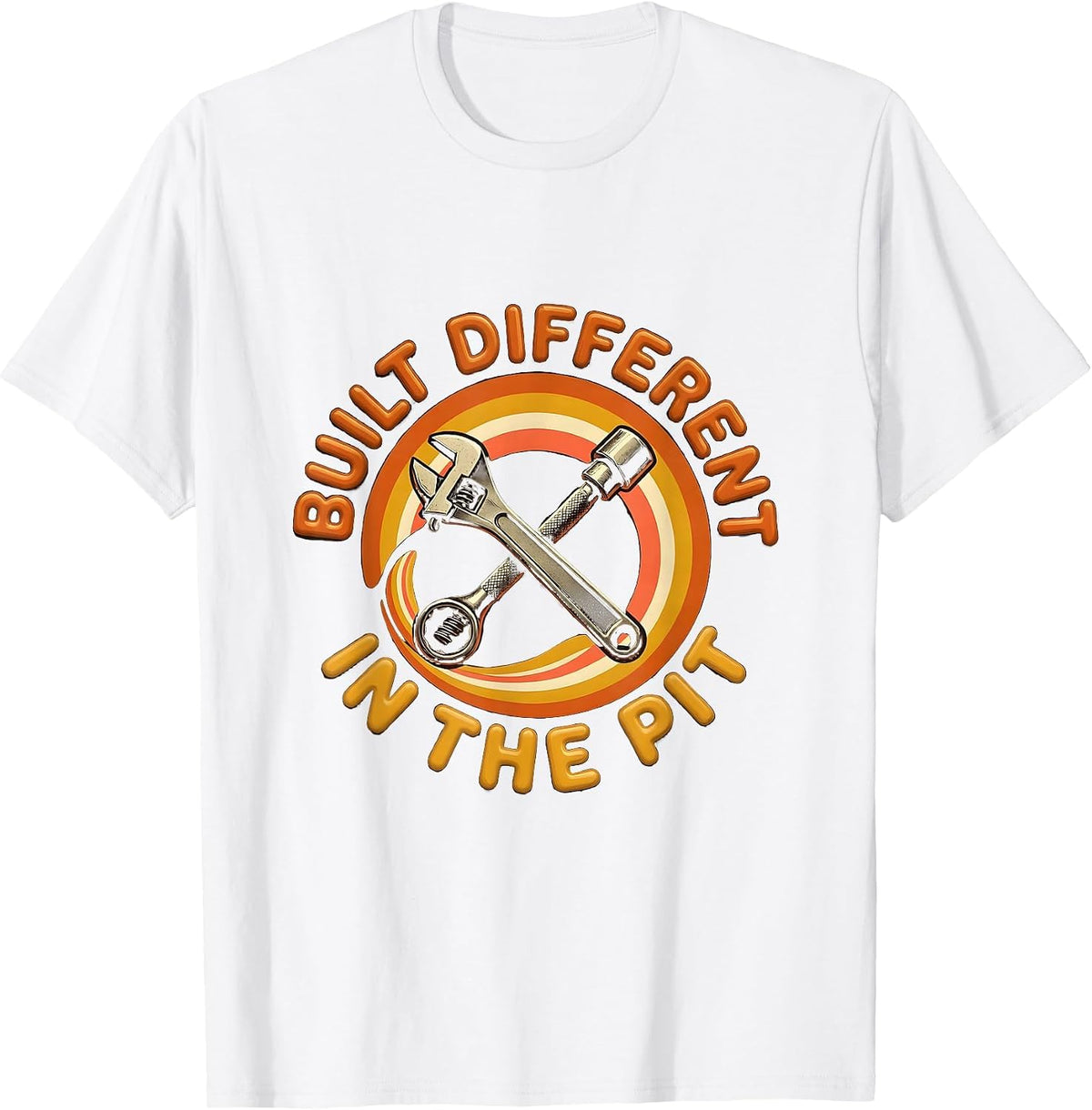 Men's Built Different In The Pit Crew Racing Design T-Shirt - White