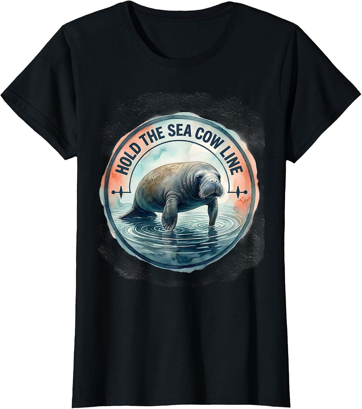 Hold The Sea Cow Line Funny Manatee Wildlife Lover Gift T-Shirt - Black