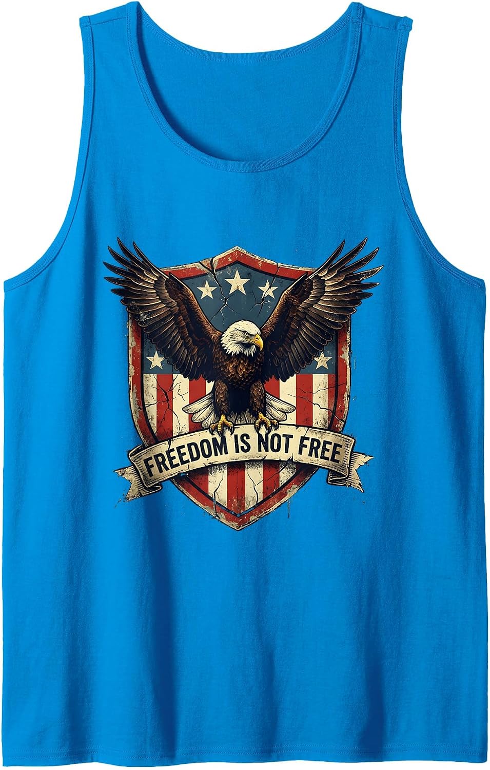 Freedom Is Not Free Fourth of July Men's Design Tank Top - Sapphire Blue