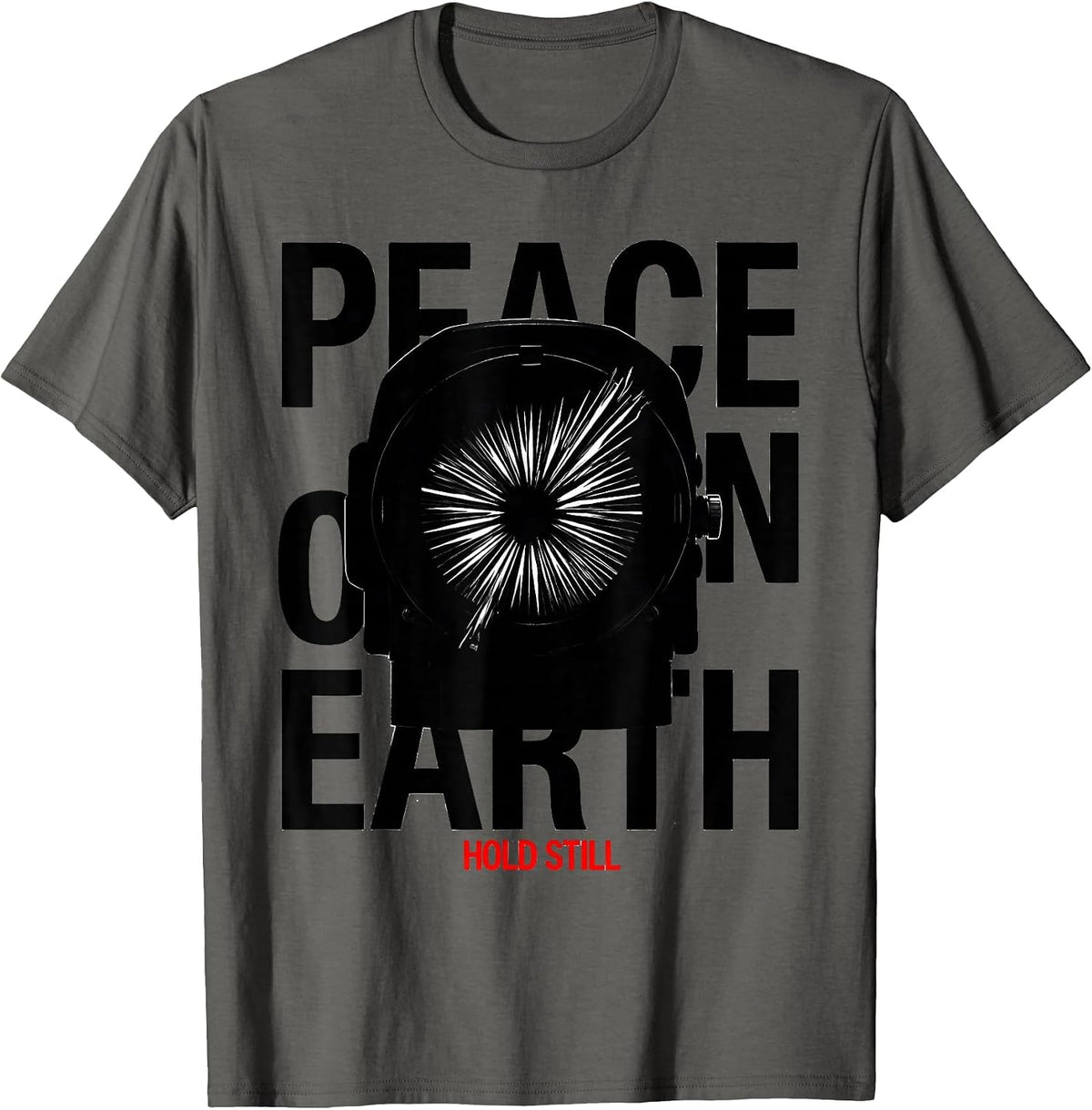 Men's Peace On Earth Hold Still New Wave Medical Tech Christmas T-Shirt - Asphalt Grey