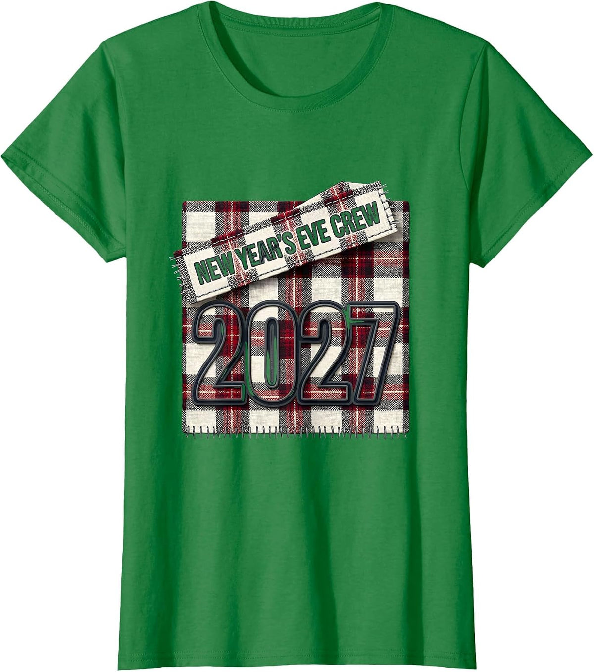 Women's New Year's Eve Crew 2027 Family Matching Holiday Keepsake T-Shirt - Kelly Green