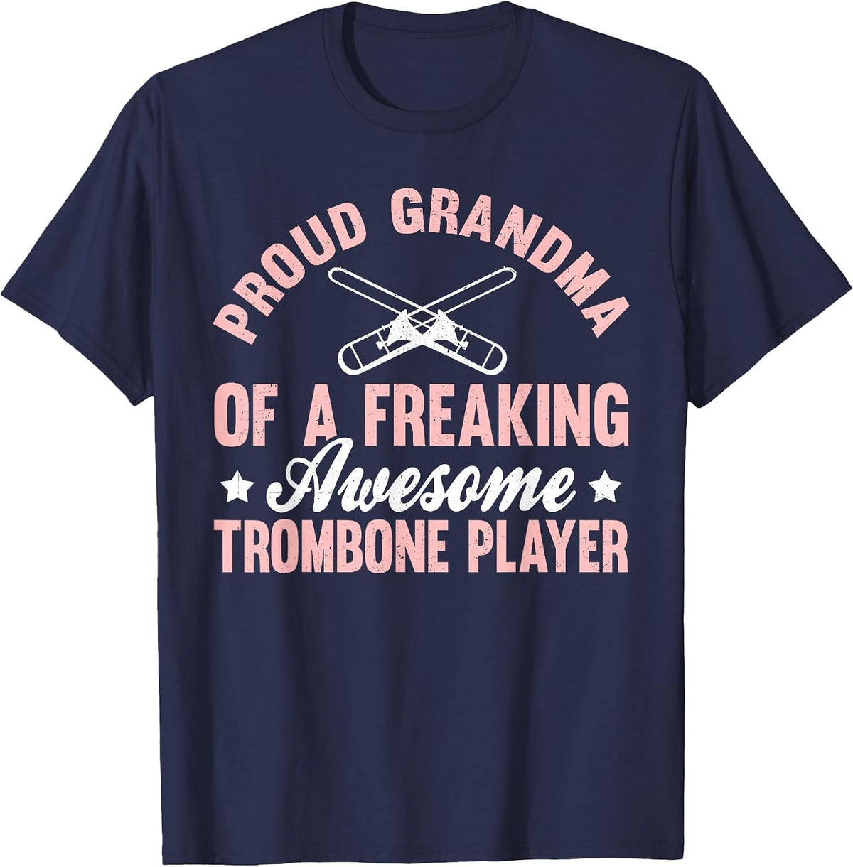 Trombone Player Bass Trombonist Marching Band Grandma T-Shirt - Navy Blue