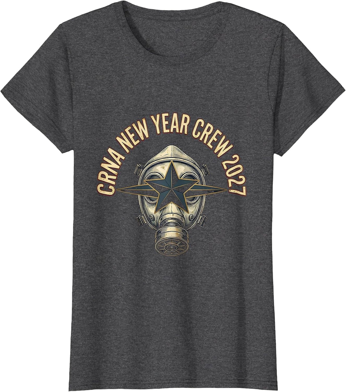 Women's CRNA New Year Crew 2027 Vintage Nurse Crew New Years Eve T-Shirt - Dark Heather Grey