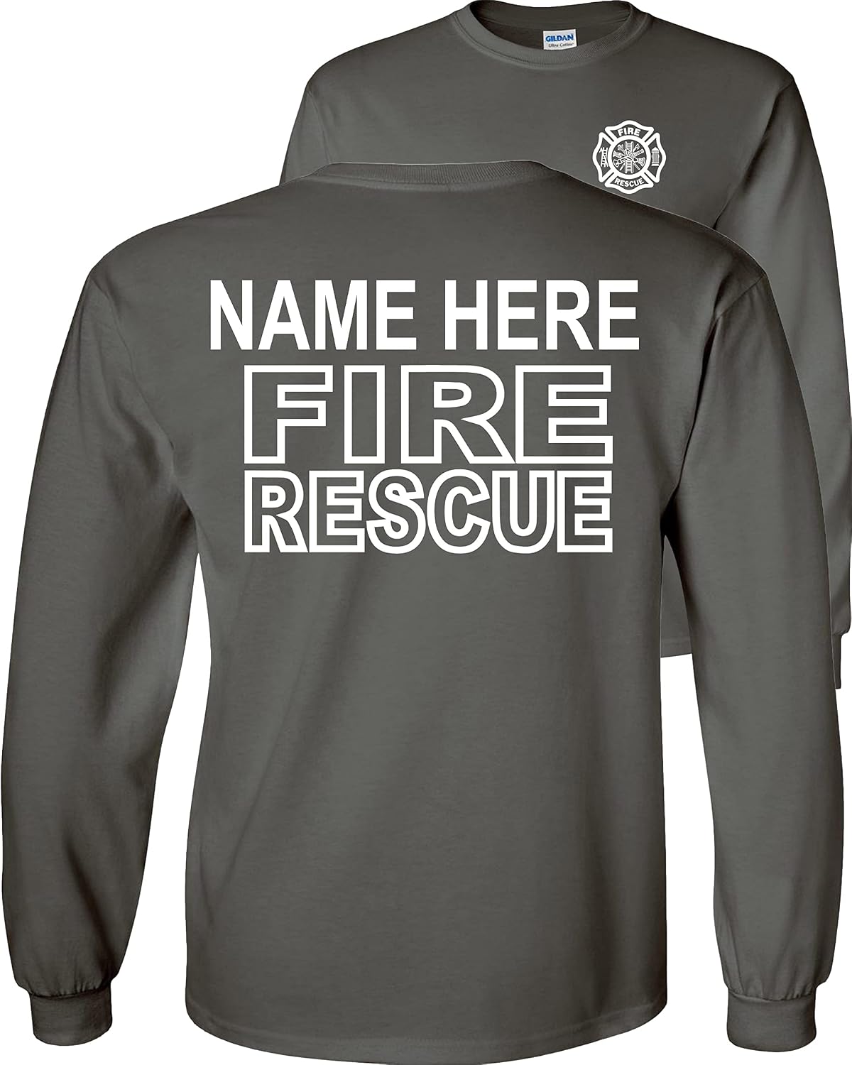 FAIR GAME Custom Fire Rescue Long Sleeve Shirt Personalized - Charcoal