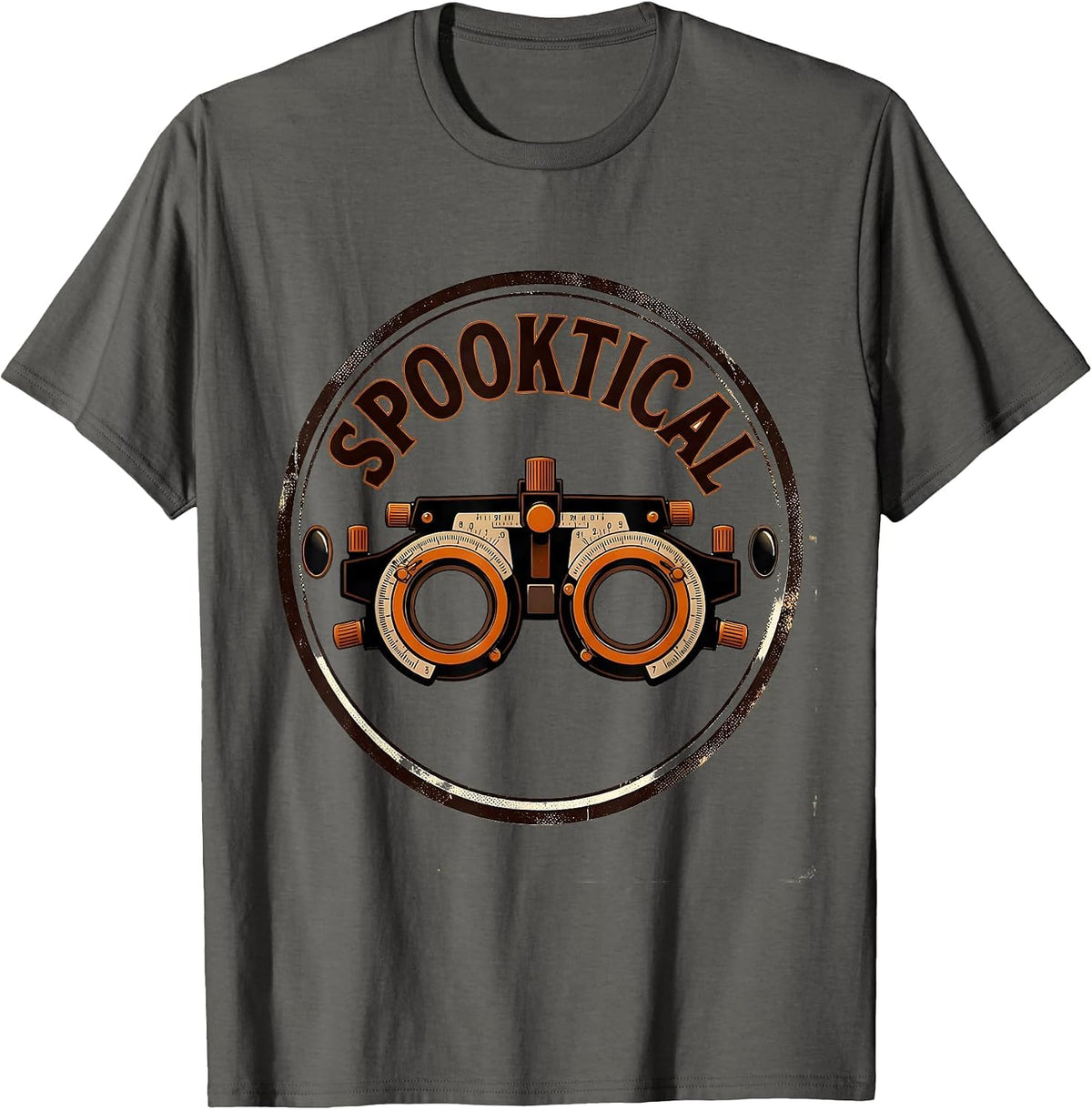 Men's Spooktical Halloween Optometrist Eye Doctor Humor T-Shirt - Asphalt Grey