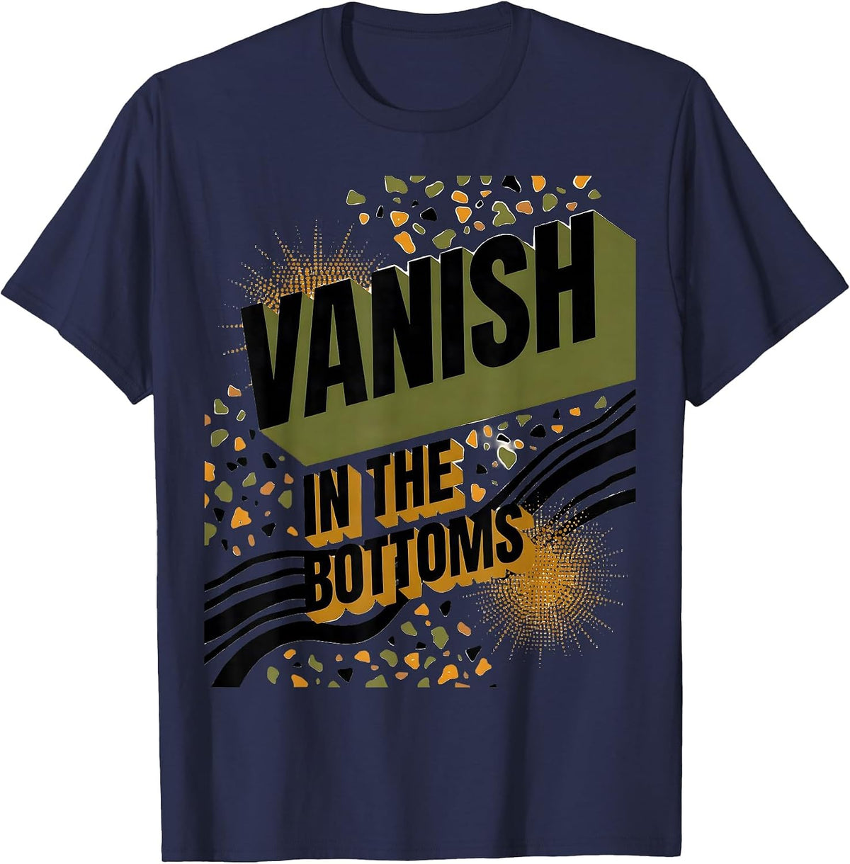 Men's Vanish in the Bottoms Bottomland Camo Design T-Shirt - Navy Blue