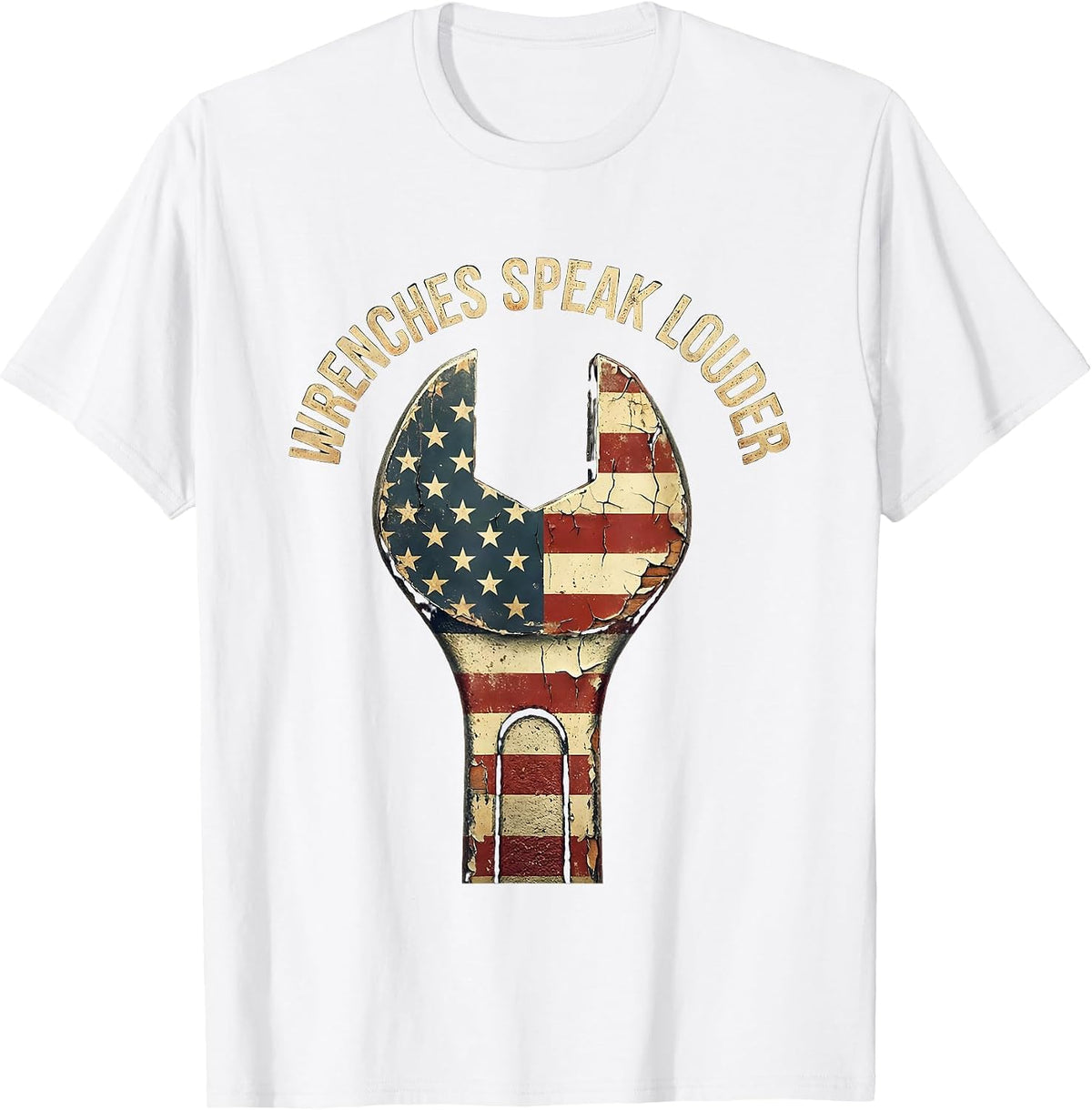 Men's Wrenches Speak Louder Pit Crew Racing Design T-Shirt - White