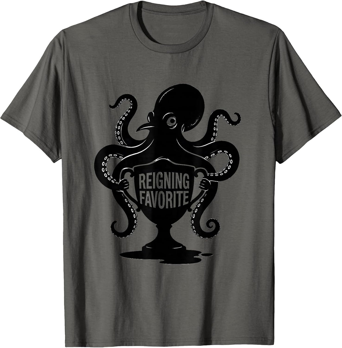 Men's Octopus Reigning Favorite Vintage Japanese Octopus Lover T-Shirt - Asphalt Grey
