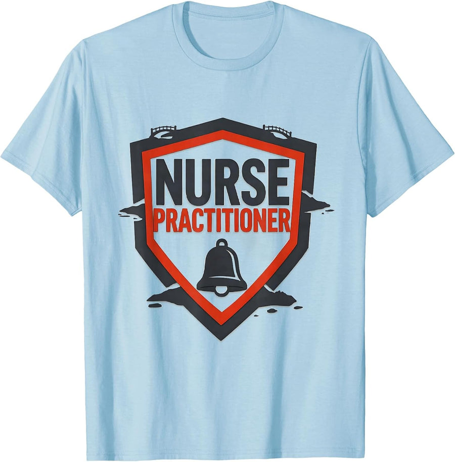 Men's Nurse Practitioner Stencil Graphic Healthcare Professional T-Shirt - Baby Blue