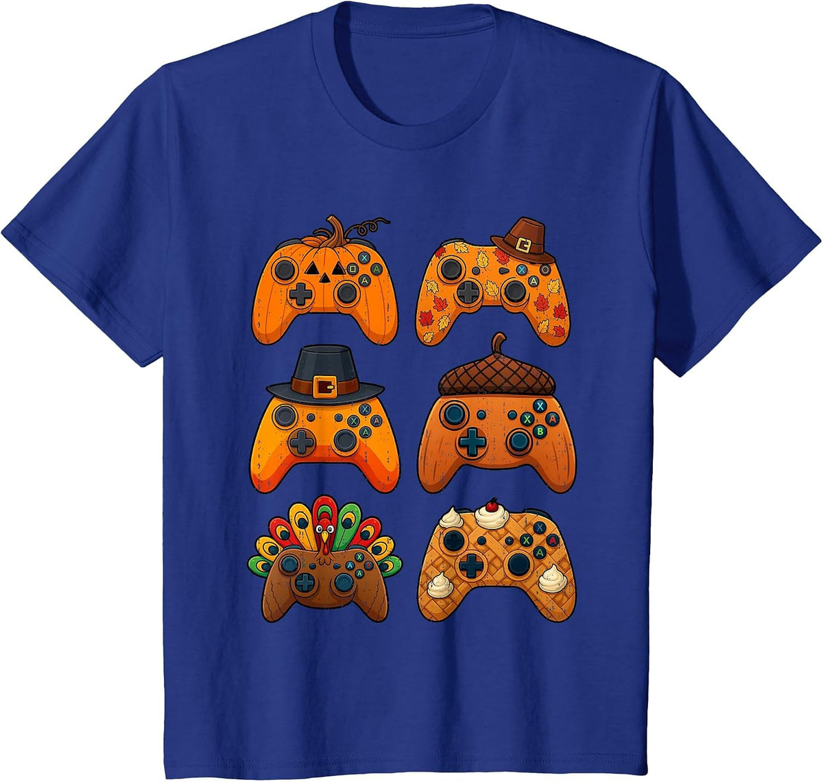 Gamer Turkey Fall Thanksgiving Video Game Gaming Teen Boys T-Shirt - Royal Blue