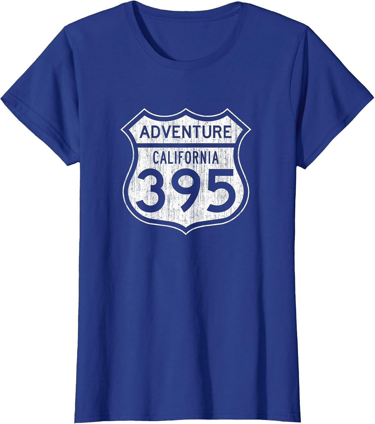 California Highway 395 - Hiking Fishing Climbing Adventure T-Shirt - Royal Blue