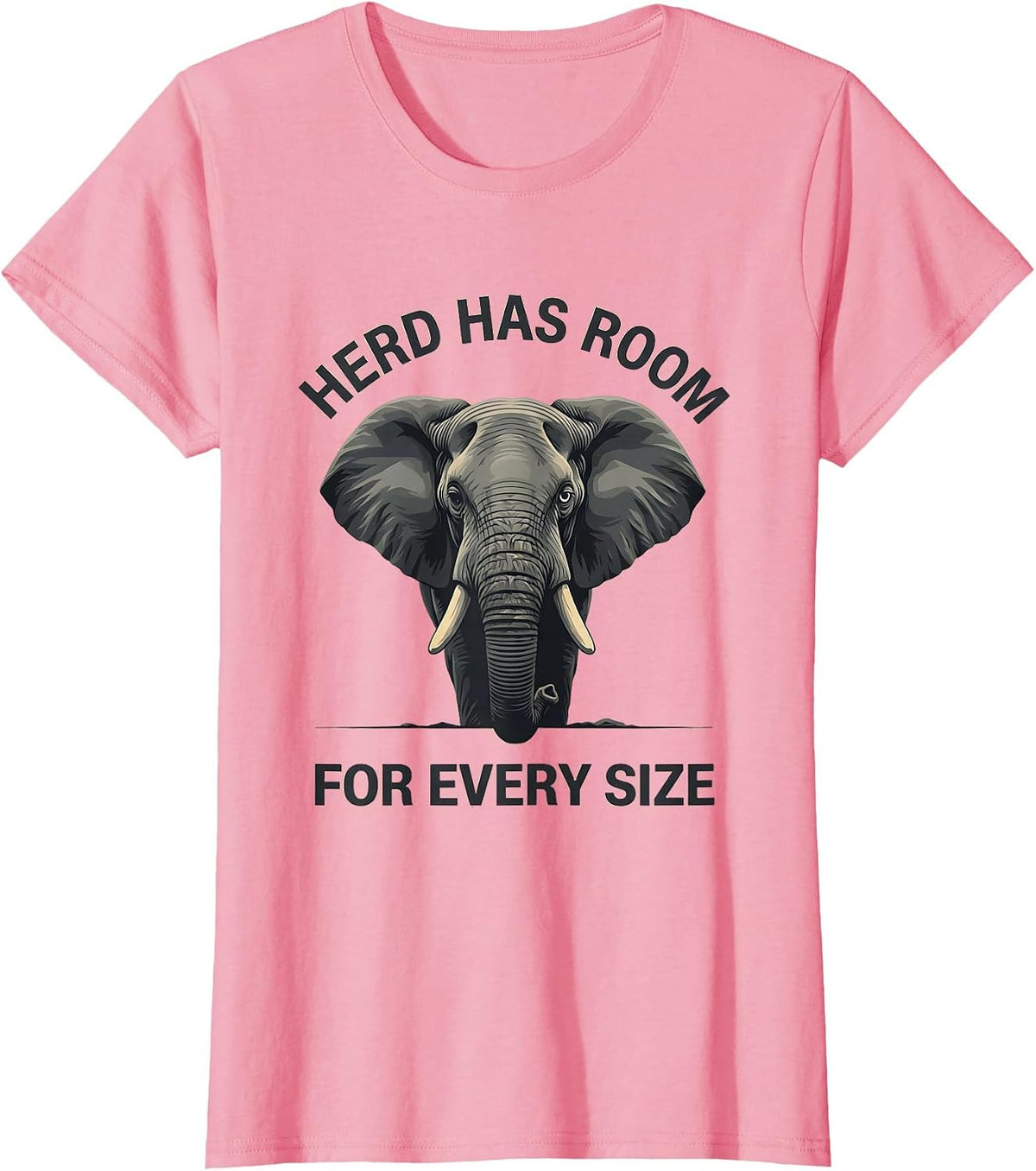Women's Herd Has Room For Every Size Whimsical Elephant Lover Animal T-Shirt - Pink
