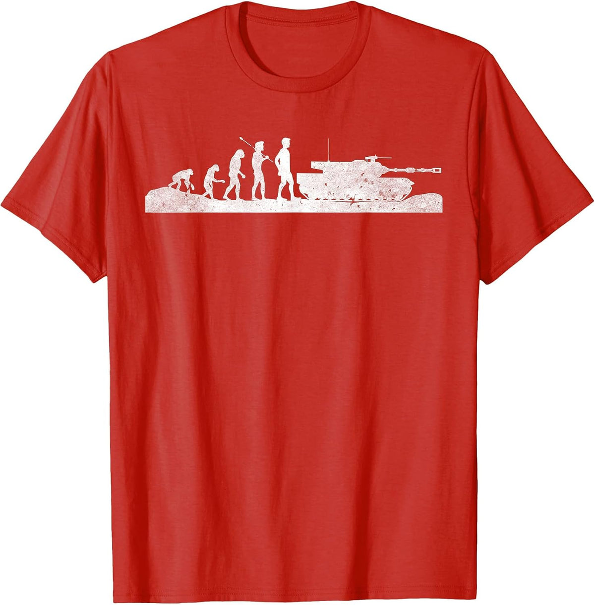 Evolution of Man Tank Soldiers Military Army Lover Grandpa T-Shirt - Red
