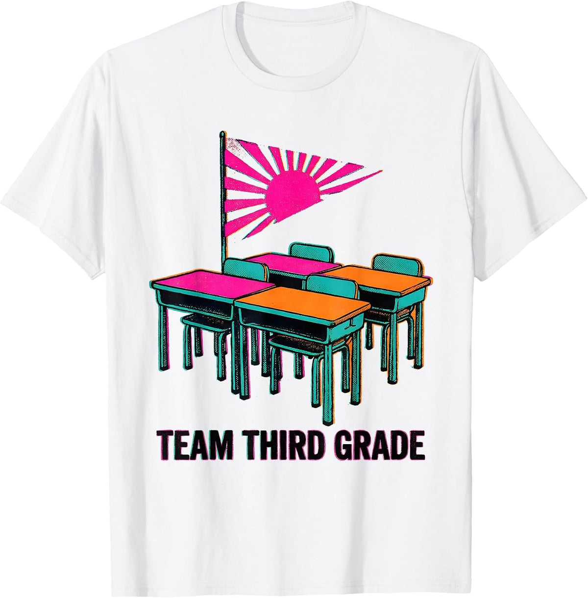 Men's Team Third Grade Risograph Back To School Student Teacher T-Shirt - White