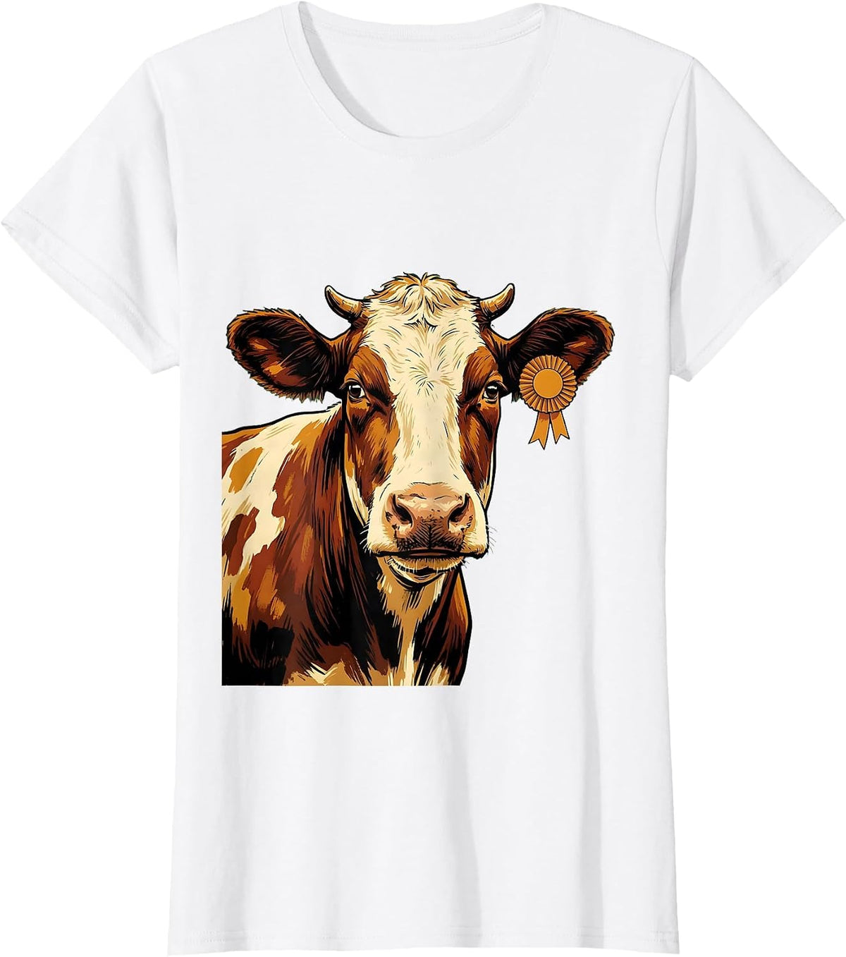 Women's Dairy Cow Face Funny Farm Animal Lover Humor T-Shirt - White