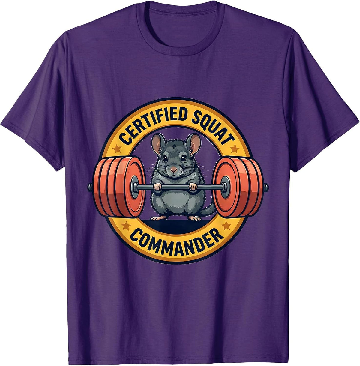 Certified Squat Commander Funny Animal Gym Weightlifting T-Shirt - Purple